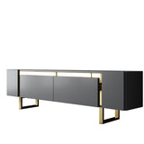 Meuble TV Anthracite Yildiz 180x50x30 - Cadre doré