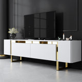 TV Meubels - TV Meubel Wit Yildiz 180x50x30 - Gouden Frame - Dimehouse