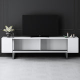 TV Meubels - TV Meubel Wit Yildiz 180x50x30 - Zilver Frame - Dimehouse