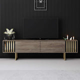 Meuble TV Noyer Gold Line 180x48x30 - Cadre doré