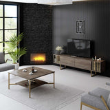 Meuble TV Noyer Gold Line 180x48x30 - Cadre doré