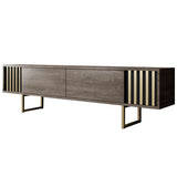 Meuble TV Noyer Gold Line 180x48x30 - Cadre doré