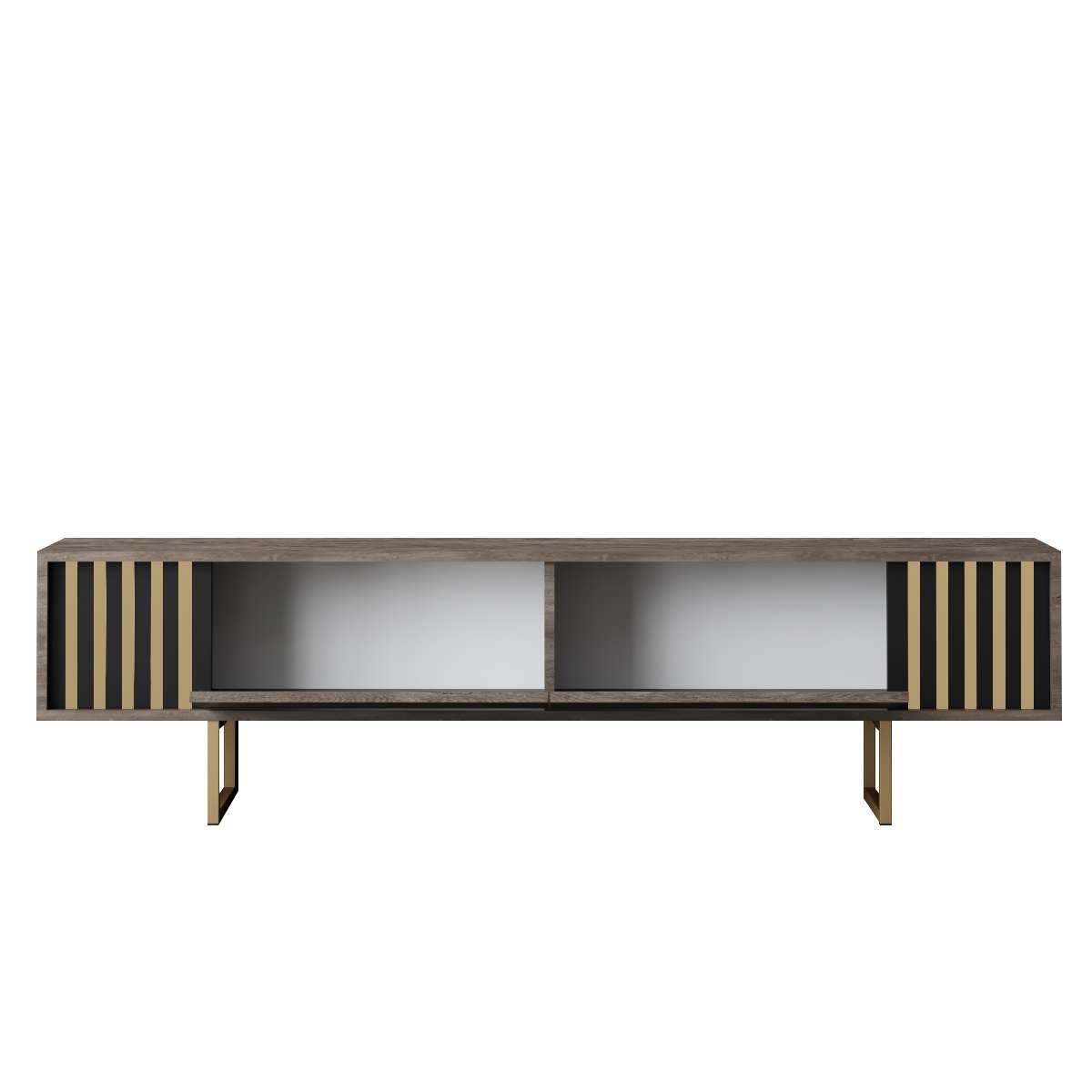 Meuble TV Noyer Gold Line 180x48x30 - Cadre doré