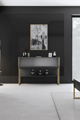 Commode moderne Anthracite Luxe 120x80x30 - Cadre doré