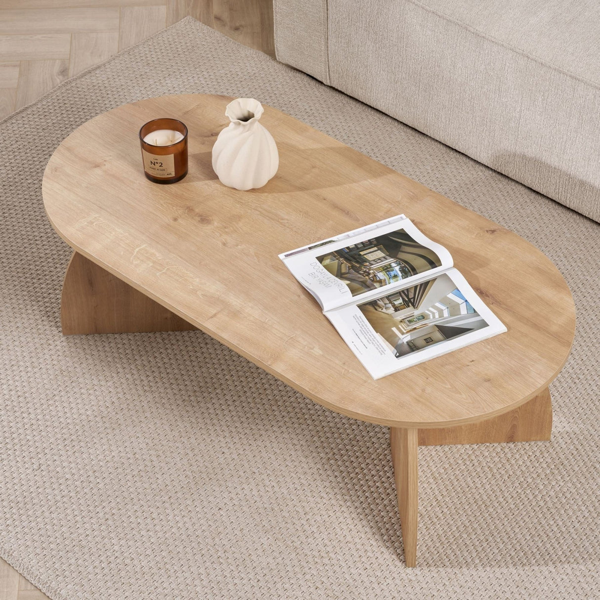 Melina salontafel oval in sapphire eikenlook Gemelamineerd hout