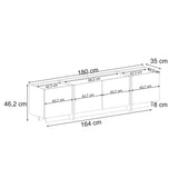 Meuble TV Lowen aspect chêne 180 cm Pin Atlantique et bois mélaminé anthracite