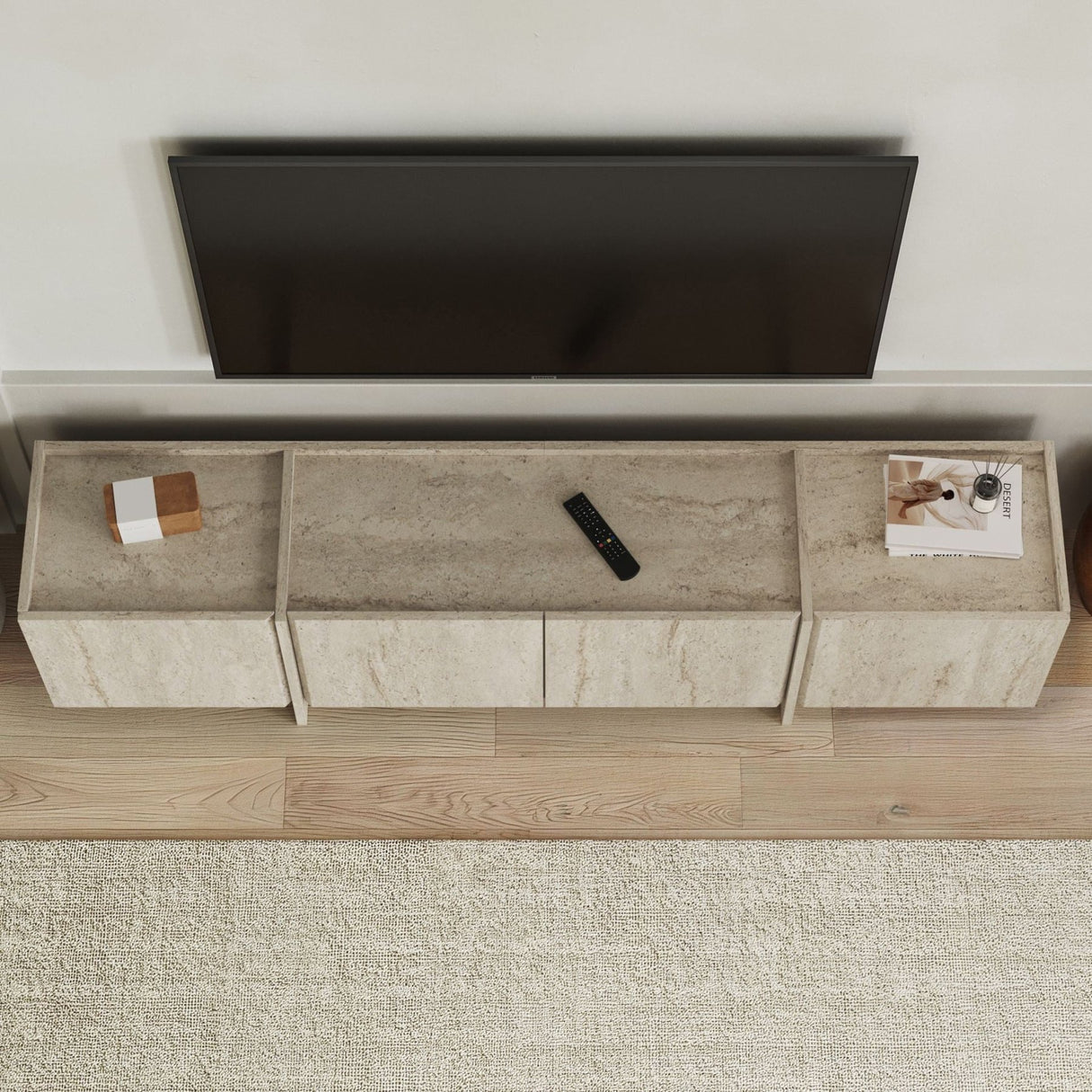 Meuble TV Lowen travertin 180 cm Bois mélaminé