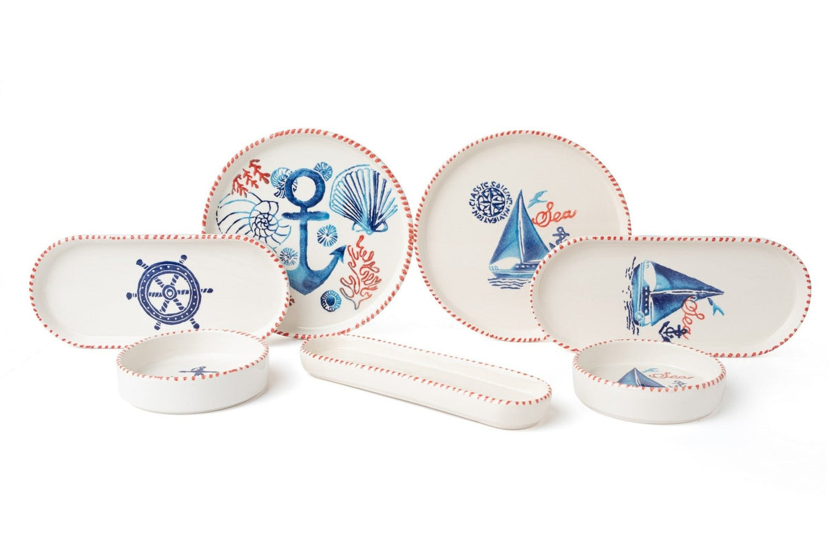 KAHSER14-MARINE Blanc Bleu Rouge 100% CÉRAMIQUE 6 cm de large