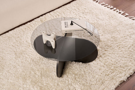 Table basse Aris ronde 75 cm en verre - Pied noir 