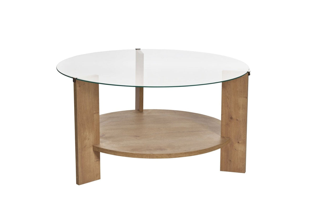 Table basse Cairo ronde Ø75 cm Châtaignier saphir - Verre 75x75x40 cm 