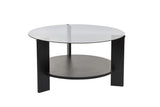 Table basse Cairo ronde Ø75 cm noir - Verre fumé 75x75 cm 