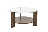 Table basse ronde Cairo 75 cm en noyer - Verre 75x75x40 cm 