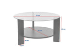 Table basse ronde Cairo 75 cm en noyer - Verre 75x75x40 cm 