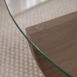 Liya salontafel walnoot ovaal 90 cm Gehard glas