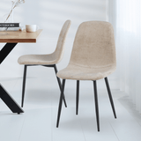 Ensemble de 4 chaises de salle à manger scandinaves en tissu chenille beige Swift - Sans accoudoirs 