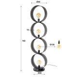Lampadaire Fons 4 lumières anneaux métal noir 