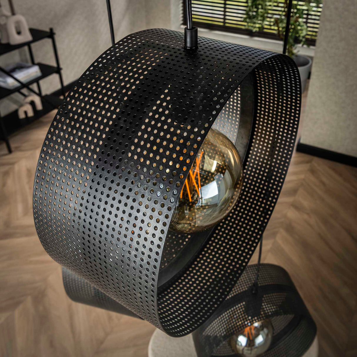 Suspension Fons 3 lumières en anneaux décalés métal noir 