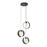 Suspension Fons 3 lumières en anneaux décalés métal noir 