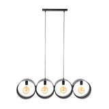 Suspension Fons 4 lumières anneaux métal noir 