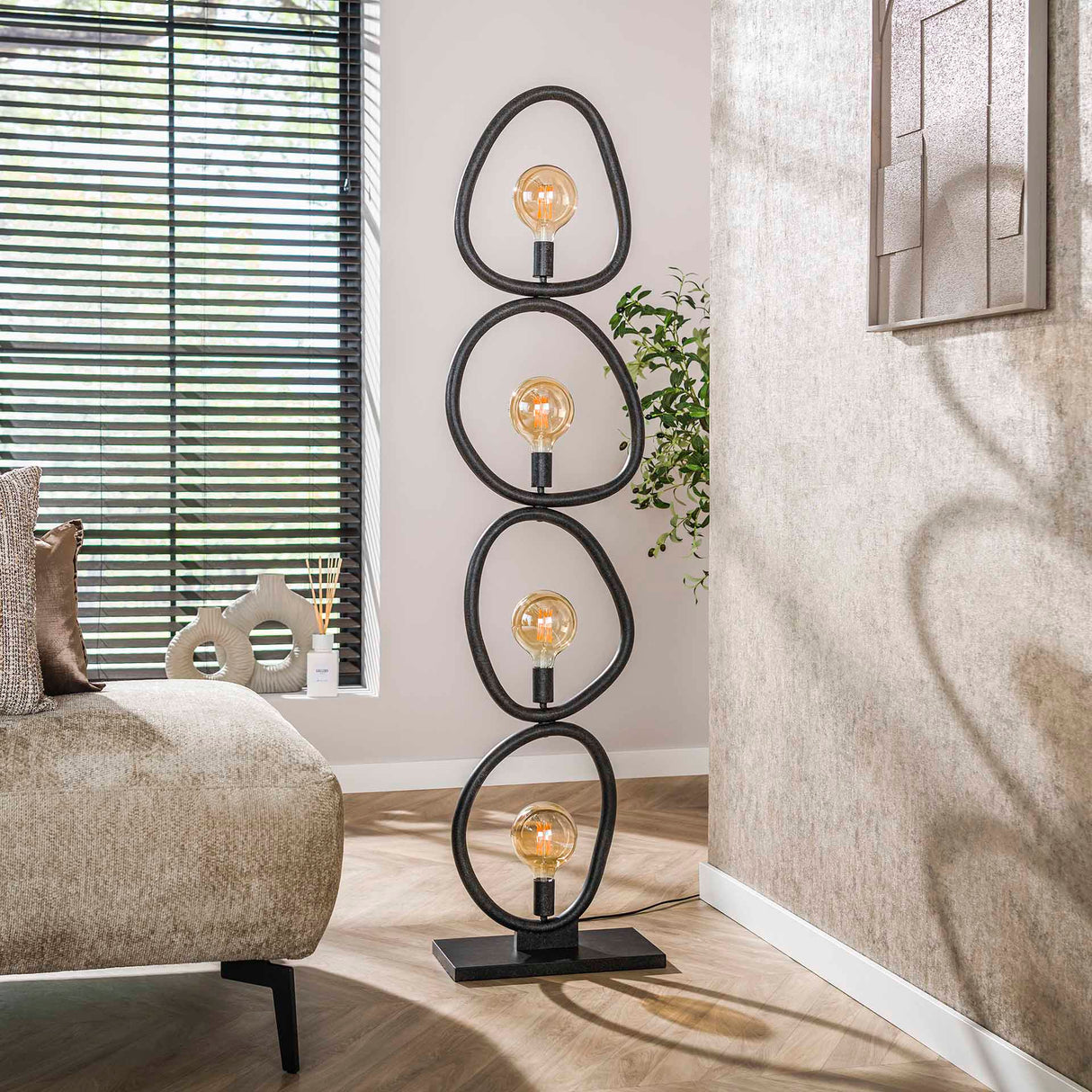 Lampadaire Orion 4 lumières Métal Noir 165 cm 