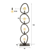 Lampadaire Orion 4 lumières Métal Noir 165 cm 