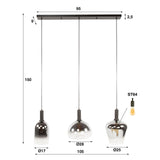 Suspension Nexus 3 lumières Métal Noir 105 cm 