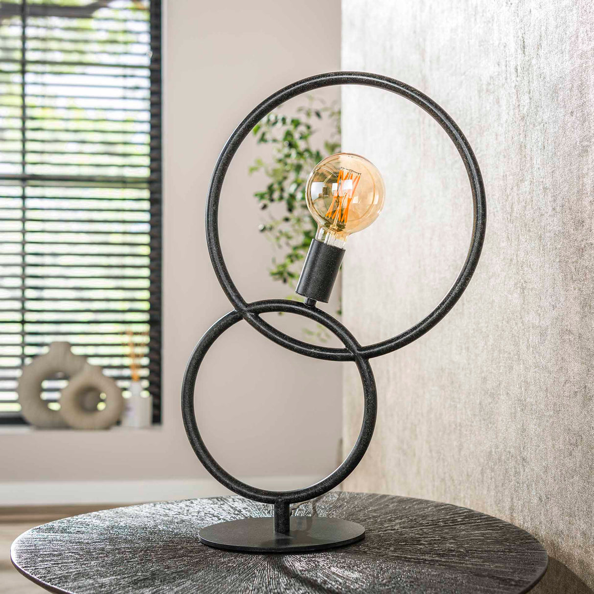 Lampe de table Arc 1-lumière – Métal Noir 