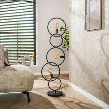 Lampe de sol noire 3 lumières industriel 140 cm 