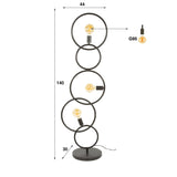 Lampe de sol noire 3 lumières industriel 140 cm 