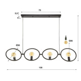 Lampe suspendue industrielle Liva 4 lumières métal noir 