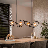 Lampe suspendue industrielle Liva 4 lumières métal noir 