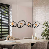 Lampe suspendue industrielle Liva 4 lumières métal noir 