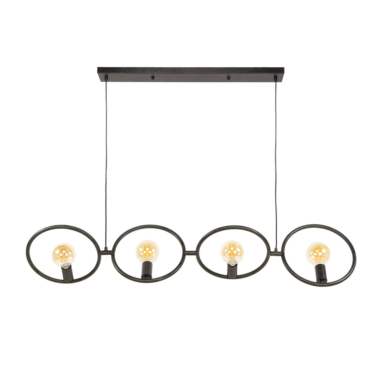 Lampe suspendue industrielle Liva 4 lumières métal noir 