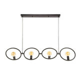 Lampe suspendue industrielle Liva 4 lumières métal noir 
