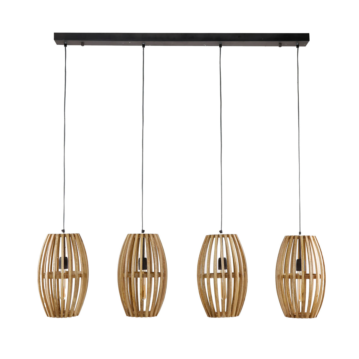 Lampe suspendue Jalou en bois de manguier 4 sources lumineuses 135 cm