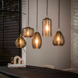 Suspension Axis 5 lumières verre fumé brun horizontal 