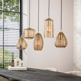 Suspension Axis 5 lumières verre fumé brun horizontal 