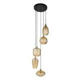 Lampe à suspension en verre Olaf 5 lumières ambre doré