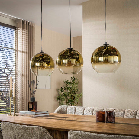 Glazen hanglamp Juliette 3-lichts goud glas