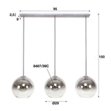 Lampe suspendue en verre Juliette 3-Light Smokey Glass