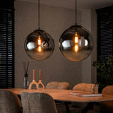 Lampe Suspendue Moderne Boule Ronde Juliette 2-lumières verre fumé 