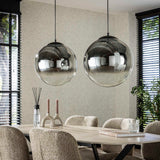 Lampe Suspendue Moderne Boule Ronde Juliette 2-lumières verre fumé 