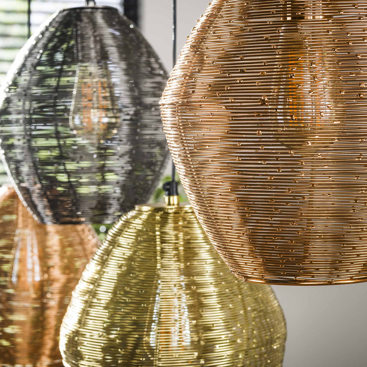 Suspension Wez 5 lumières nickel coloré 