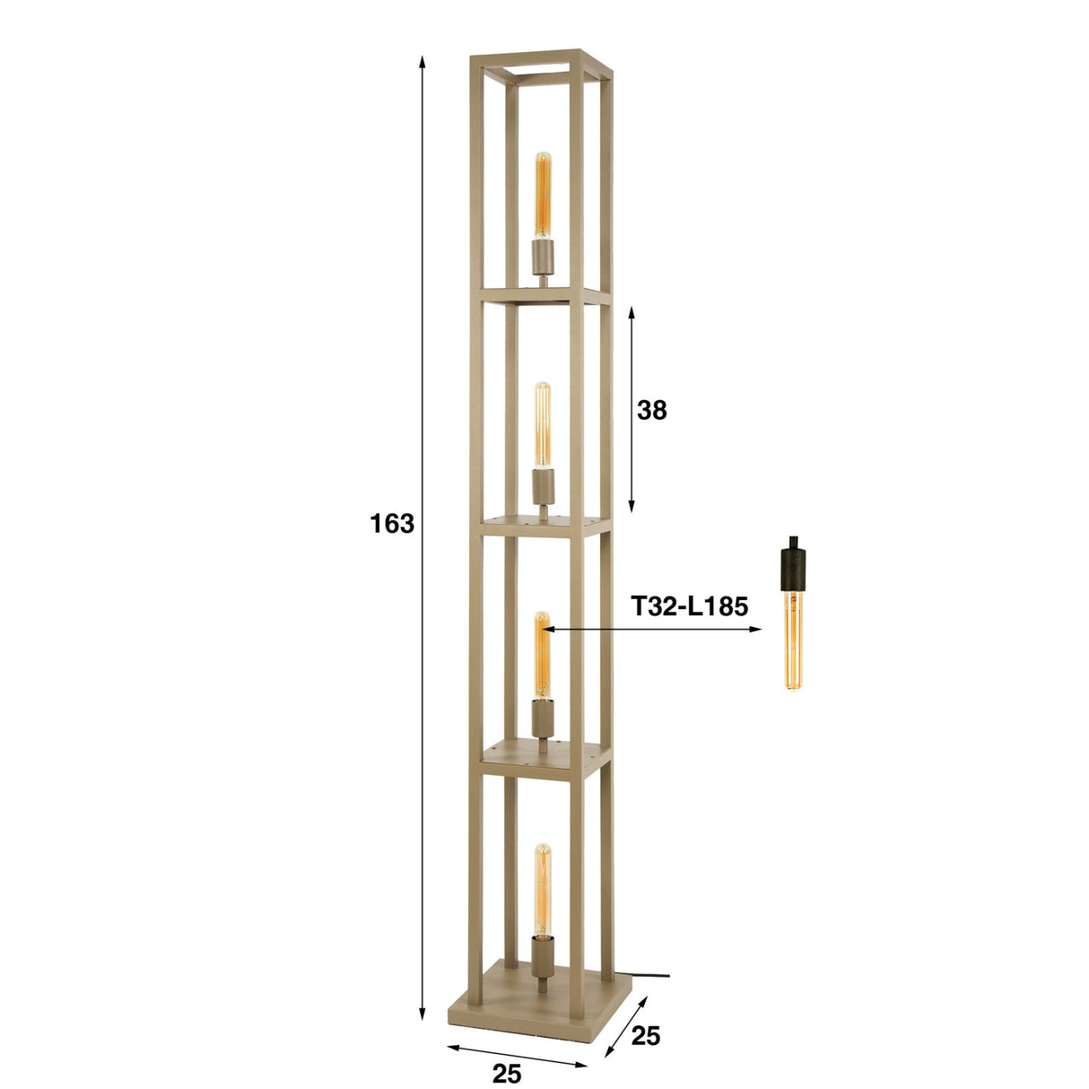 Lampe sur pied design Nova 4 lumières - Beige - 160 cm 