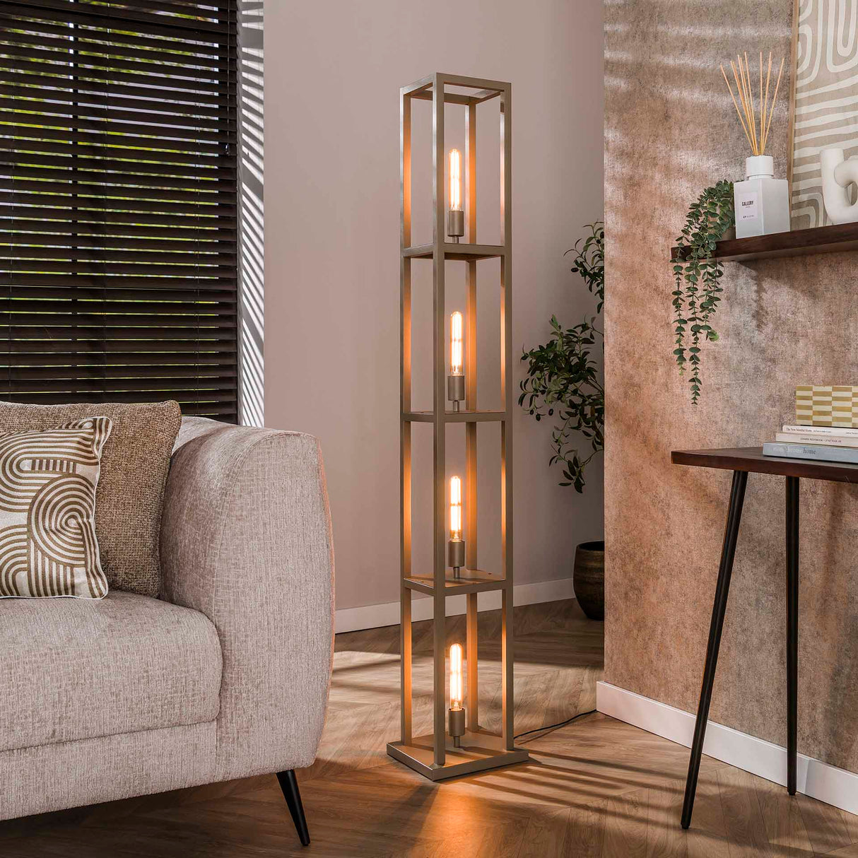 Lampe sur pied design Nova 4 lumières - Beige - 160 cm 