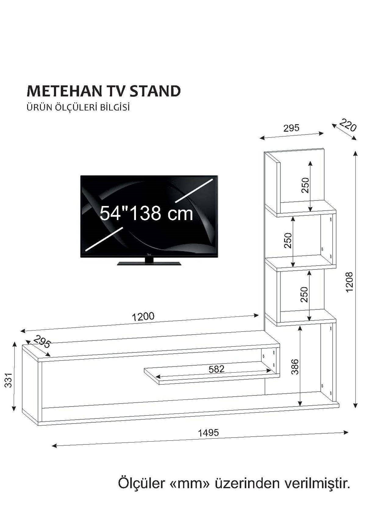 Ensemble de meubles télévisés Metehan White Cordoue mélamine 120x33.1x cm