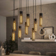Lampes suspendues - Lampe suspendue Zavi 9 - maille lumineuse noire - Dimehouse