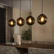 Lampe suspendue-Lampe suspendue Ada 4 lumières verre marron-Dimehouse