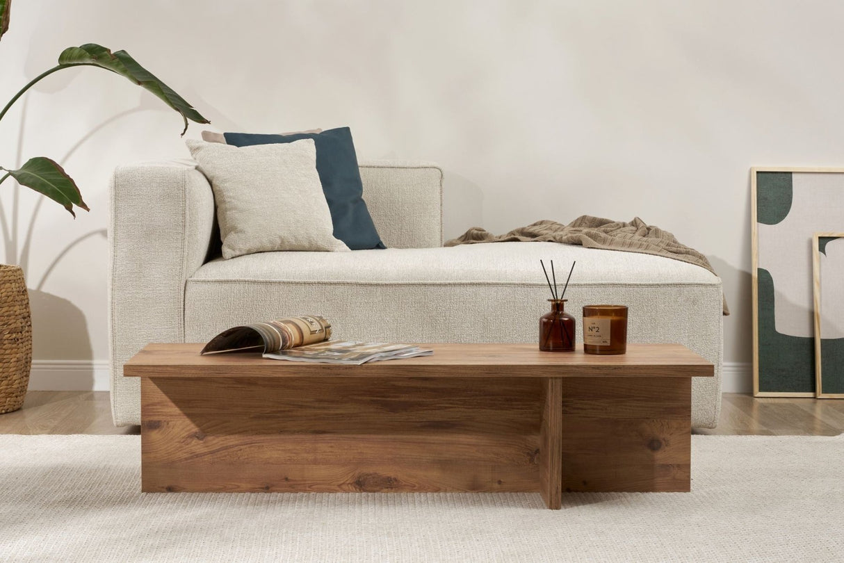 Table basse rectangulaire en bois de pin mélaminé - 120x45x30 cm -Portland