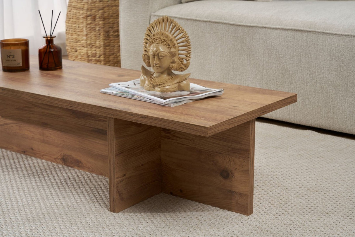 Table basse rectangulaire en bois de pin mélaminé - 120x45x30 cm -Portland